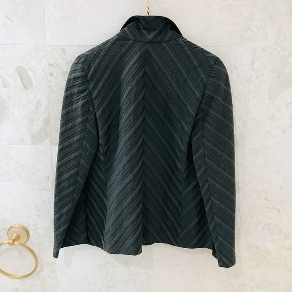 PIAZZA SEMPIONE {10} Jacket Blazer Gray Stripe Herringbone Cotton Blend - Picture 2 of 6